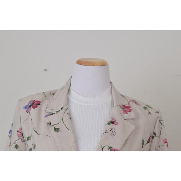 Vintage 90s Floral Lightweight Blazer by Alfred Dunner Petite | size‎ 12 - Picture 6 of 10